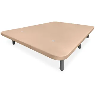 Somnia Descanso - Extra verstärktes 3D-Polsterbett, hohe Stabilität, mit Verstärkungsstangen und 6 Metallfüßen mit Gewinde von 25 cm, 90 x 190 cm, Beige