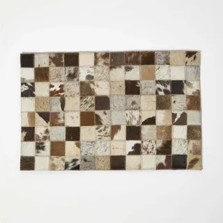Homescapes Tischset 4er-Set mit Patchwork-Karo, Fell & Leder, 30/46 cm