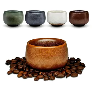 Espressotassen Set, 5x80ml Dickwandige Espressotassen, Geschirrspüler geeignet, Handgefertigte Porzellanbecher, Mokkatassen, Macchiato, Teetassen