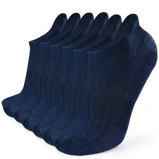 Busy Socks Kompressionsstrümpfe aus Merinowolle, für Knöchel, Laufen, Wandersocken für Herren und Damen, weiche, dicke Kissen, 3/6 Paar, 6 Paar, Marineblau, Small-Medium