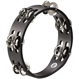 Meinl Percussion Compact Tambourine - 2-reihiges Tamburin - Durchmesser 8 Zoll - Siam Eiche / Stahl, Schwarz / Natur (CTA2S-BK)