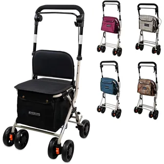 Mobiclinic Rollator Coliseo mit Einkaufstasche und Sitz 21 l Faltbar leicht Schwarz