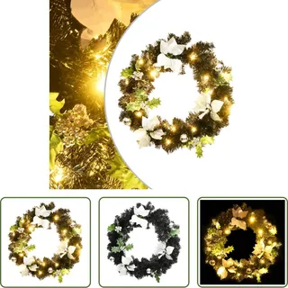 The Living Store Weihnachtskranz mit LED Schwarz 60 cm PVC - Schwarz, Silber