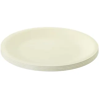 Engelland - 4er Set Kunststoff-Teller, Beige, Ø 23,5 cm, flach, bruchfest, wiederverwendbar, Mehrweg, Plastikteller, mikrowellen- & spülmaschinenfest, BPA-frei, Camping, Picknick, Party