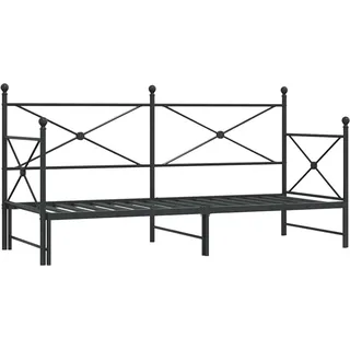vidaXL Tagesbett Ausziehbar ohne Matratze Schwarz 90x200 cm Stahl