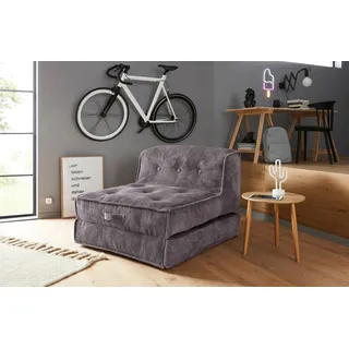 INOSIGN Sessel »Pia« Loungesessel aus Cord, in 2 Größen, Pouf-Funktion., grau