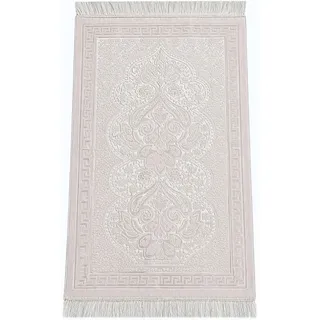ihvan online, Soft Plüsch Lux Samt Muslim Gebetsteppich | Janamaz | Sajadah | Weicher islamischer Gebetsteppich | Islamische Geschenke | Gebets Teppichmatte, elegant, Farbe: Creme