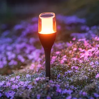 LUMILED Solar Gartenfackel Solarleuchte 64,5 cm mit Erdspieß LED Solarlampe flackernder Flamme IP65 Garten Solarleuchte Flammeneffekte Fackel Gartenlampe Flamme Solarlampe Flammenlicht 1 Stück