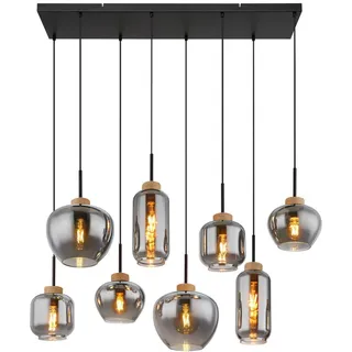 Globo Hängeleuchte , Schwarz, Naturfarben , Metall, Kunststoff, Glas, Naturmaterialien , 40x120x105 cm , Lampen & Leuchten, Innenbeleuchtung, Hängeleuchten, Pendelleuchten