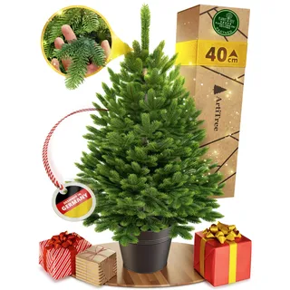 ArtiTree - Künstlicher Weihnachtsbaum 40cm im Topf - Christmas Tree für Innen, Kunstlich Baum für Weihnachtsdeko, Realistische Optik