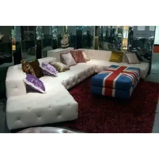 Designer Chesterfield Ecksofa Luxus Couch Polster Ledersofa Wohnlandschaft Sofa - Weiß