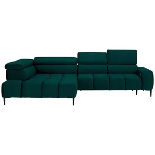 Welnova Ecksofa , Dunkelgrün , Textil , Ottomane links, L-Form , 300x216 cm , Made in Eu , Typenauswahl, Stoffauswahl, seitenverkehrt erhältlich, Hocker erhältlich , Wohnzimmer, Sofas & Couches, Wohnlandschaften, Ecksofas