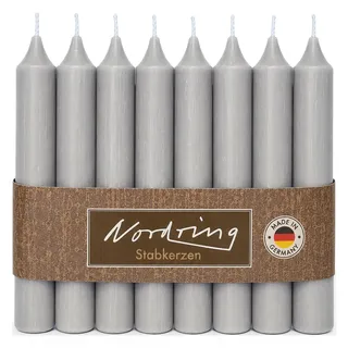 Nordring 8 Stabkerzen Rustik hellgrau 2,2 x 25 cm hoch durchgefärbt RAL-zertifiziert