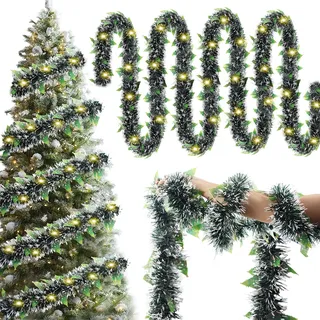 Fancysky 5m Weihnachts-Led-Lichtergirlande, Treppengeländer DekoWeihnachten, Fenstergirlande Weihnachten, Weihnachten Deko Hängend, Weihnachtsgirlande mit Beleuchtung, Tür DekoWeihnachten (Grün)