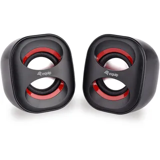 Equip Mini USB Lautsprecher für Notebook und PC, schwarz/rot