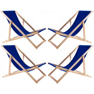4x Woodok Liegestuhl aus Buchenholz blau - Blau