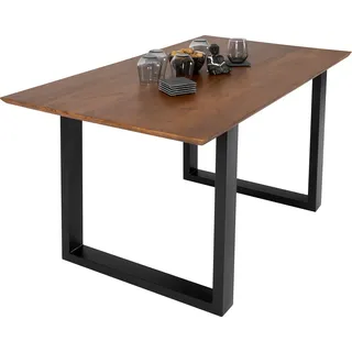 Esstisch 160x85cm Akazie massiv nussbaumfarben schweizer Kante U-Gestell ATLANTA - Braun