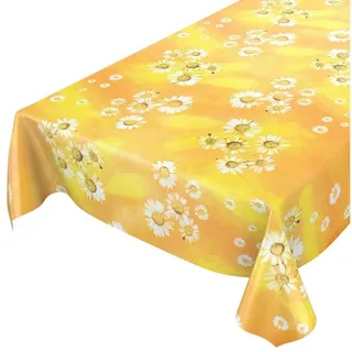 ANRO Wachstuchtischdecke Kamille 160 x 140 cm Gelb