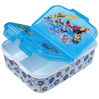 Stor S.L. Paw Patrol Kinder Premium Brotdose Lunchbox Frühstücks-Box Vesper-Dose Chase Marshall Rubble Skye Everest mit 3 Fächern, Blau