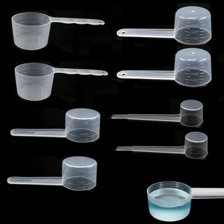 Messlöffel Set 8 Stück, Dosierlöffel mit Skala 5-50ml, Transparent Kunststoff, für Küche, Backen, Waschpulver
