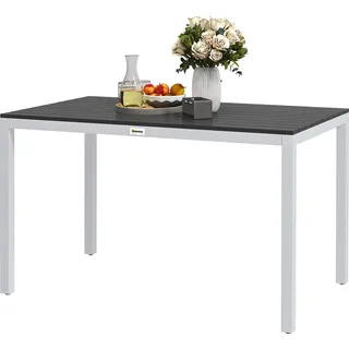 Gartentisch Aluminium 120x70 cm Wetterfest Balkontisch mit Holzoptik, rutschfest Buffettisch Campingtisch für 4-6 Personen Terrassentisch Outdoor Esstisch für Garten, Balkon Schwarz |