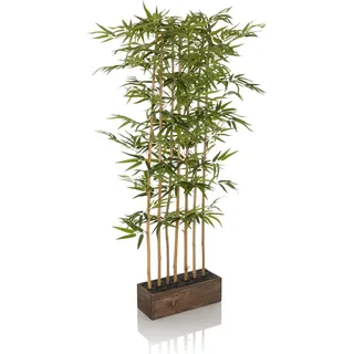 HJH Office Kunstpflanze Bambus I künstliche Deko Pflanze 150cm, pflegeleichter Bambusstrauch, Sichtschutz Kunstbaum Grün, 871052