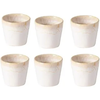 Costa Nova Espressotassen-Set Grespresso Weiß (6er-Set) – Elegante Steingut-Kaffeetassen 90 ml, Hochwertiges Portugiesisches Geschirr, Kleine Becher f - Weiß
