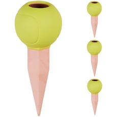 Bild Tonkegel Tennisball, 4er Set, Bewässerungskugeln, für 1,5 L PET-Flaschen, Gießhilfe, Keramik, gelb/terrakotta