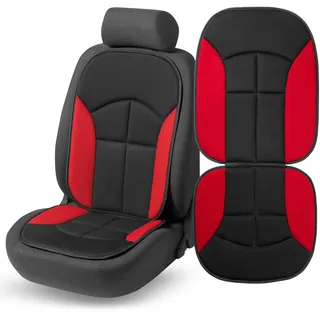 WALSER Autositzauflage Novara Universelle Sitzauflage und Schutzunterlage in Schwarz Rot Sitzschoner für Pkw und LKW 13446