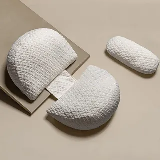 SHANNA Schwangerschaftskissen Einstellbar, Komfortkissen Erwachsene, Ganzkörperkissen, Stützkissen Body Pillow, Stillkissen Körperkissen Abnehmbar Waschbar(Weiß & Klein)