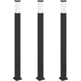 Pollerleuchten mit Steckdose 3 Stk. 110 cm Schwarz IP44 - Schwarz
