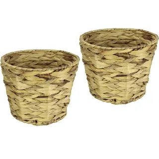I.GE.A. Pflanzkübel »Wasserhyazinthentopf« 2er Set Wasserhyazinthe Gefäß Blumentopfgeflochten Übertopf Vase Korb, beige