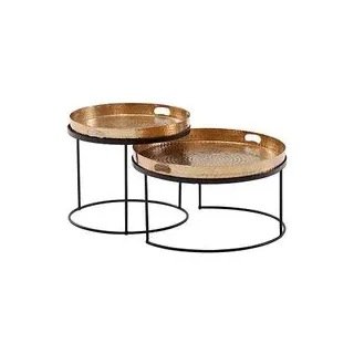 WOHNLING Couchtische-Set rund Aluminium gold, 1 St.