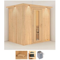 Bild von Sauna »Bedine«, (Set), 9 KW-Ofen mit integrierter Steuerung beige