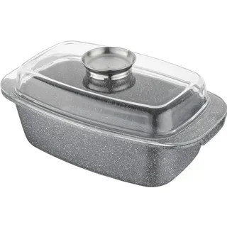 FLORINA Aluminium Schmortopf 4,5 l l Bräter LAVA Rechteckig mit Glasdeckel und Griffe l Backofengeeignet l Mit Aromatizer l Enthält kein PFOA, cadmiumfrei, bleifrei l Ideal für alle Herdarten