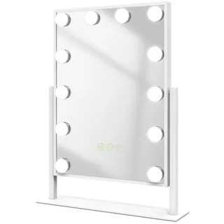 Emke Kosmetikspiegel Rechteckiger mit Beleuchtung, Weiß, 41/30 cm , Glas , 31x8.5x40 cm , Spiegel, Schminkspiegel