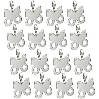 Relaxdays Tischdeckenbeschwerer, 16er Set, Schmetterling, Gewicht für Tischdecke, Gardinenbeschwerer, Edelstahl, Silber