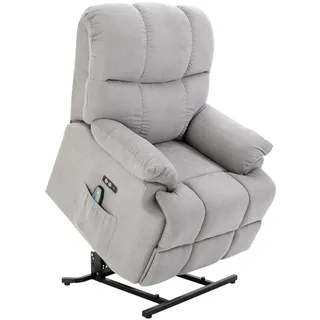 Homcom Massagesessel mit Aufstehhilfe Relaxsessel Fernsehsessel mit Wärmefunktion Grau , Kunststoff , 95x105x83 cm , Wohnzimmer, Sessel, Polstersessel