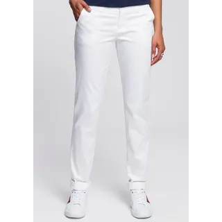 Chinohose AJC "in lässiger Form und hohem Tragekomfort durch Stretchanteil", Damen, Gr. 40, N-Gr, weiß, Web, Obermaterial: 98% Baumwolle, 2% Elasthan, unifarben, bequem lang, Hosen Chinohose, krempelbar, mit praktischen Taschen, zeitlos & gut zu kombinieren, Topseller