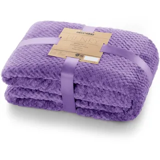 DecoKing Kuscheldecke 70x150 cm violett Decke Microfaser Wohndecke Tagesdecke Fleece weich sanft kuschelig skandinavischer Stil lila Henry