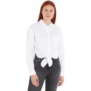 Tommy Jeans Damen Hemd Front Tie Shirt Langarm, Weiß (White), L