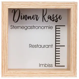 Brandsseller Spardose Bilderrahmen aus Holz mit Glas 14,5x14,5x6,5 cm – Sparrahmen mit Sichtfenster & Einwurfschlitz – Deko-Spardose für Geldgeschenke & besondere Sparziele - Dinnerkasse