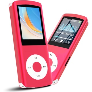 Hotechs MP3-Player/MP4-Player, MP3-Player mit 32 GB Speicherkarte, schlankes Design, digitales LCD-Display, 4,6 cm (1,8 Zoll) Display, FM-Radio (Rot)