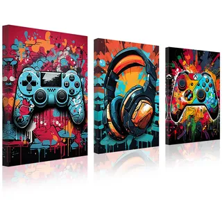 hocadon 3er Bilder mit Rahmen Spiel Moderne Leinwandbilder Bilder | Moderne Bilder Wohnzimmer Poster Set 30x40 für Wohnzimmer Schlafzimmer Büro Wanddekoration