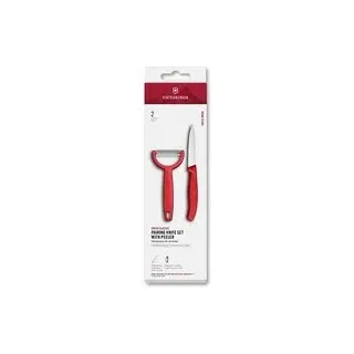 VICTORINOX Küchenmesser + Sparschäler Swiss Classic silber, rot, 1 Set