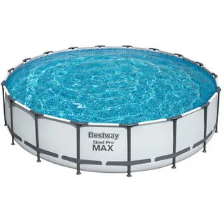 BESTWAY Steel Pro Max Frame Pool Set 549 x 122 cm lichtgrau inkl. Filterpumpe