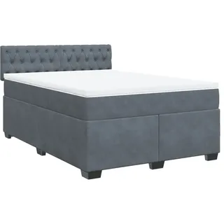 vidaXL Boxspringbett mit Matratze Dunkelgrau 140x200 cm Samt - Grau