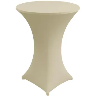 Gastro Uzal Stehtischhusse Stretch Set 2 teilig in Creme/Ecru 80-85 cm rund Tischhusse überwurf Bistrotischhussen