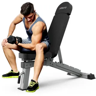 JOROTO Hantelbank | Praktische Fitnessbank, geeignet als Schrägbank & Flachbank Bankdrücken Bank für Ganzkörpertraining | MD80, Folding Flach Einstellbar Bauch