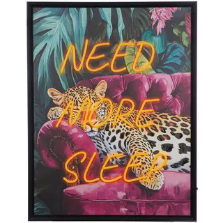 Gilde "Bild rechteckig Need more sleep", Tiere 1 Stk. tlg., farbe rahmen: schwarz, farbe bild(er): mehrfarbig,